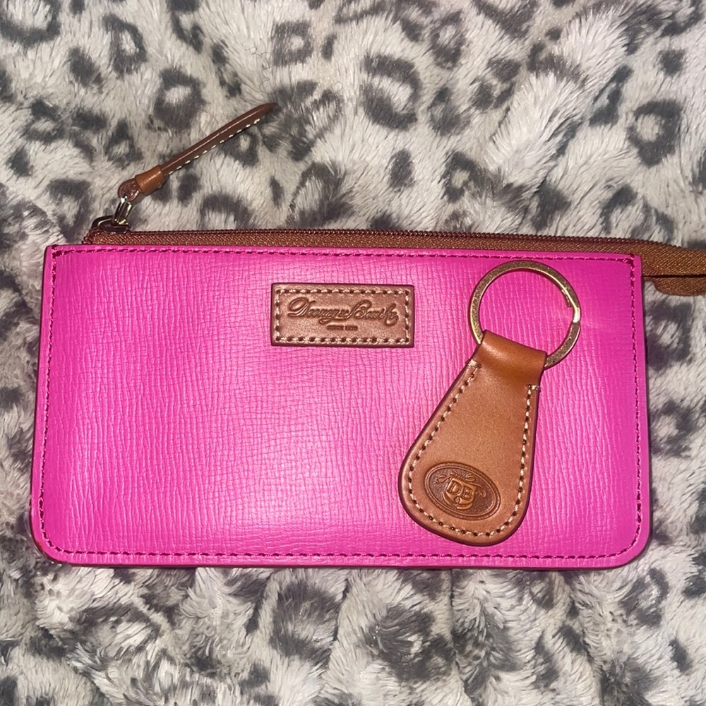 Dooney & Bourke leather card zipper case with key ring